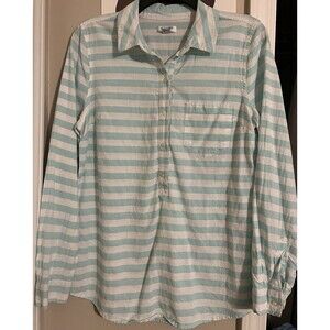 Tunic Blouse Size Medium Striped Americana Shirt 100% Cotton Women's Old Navy